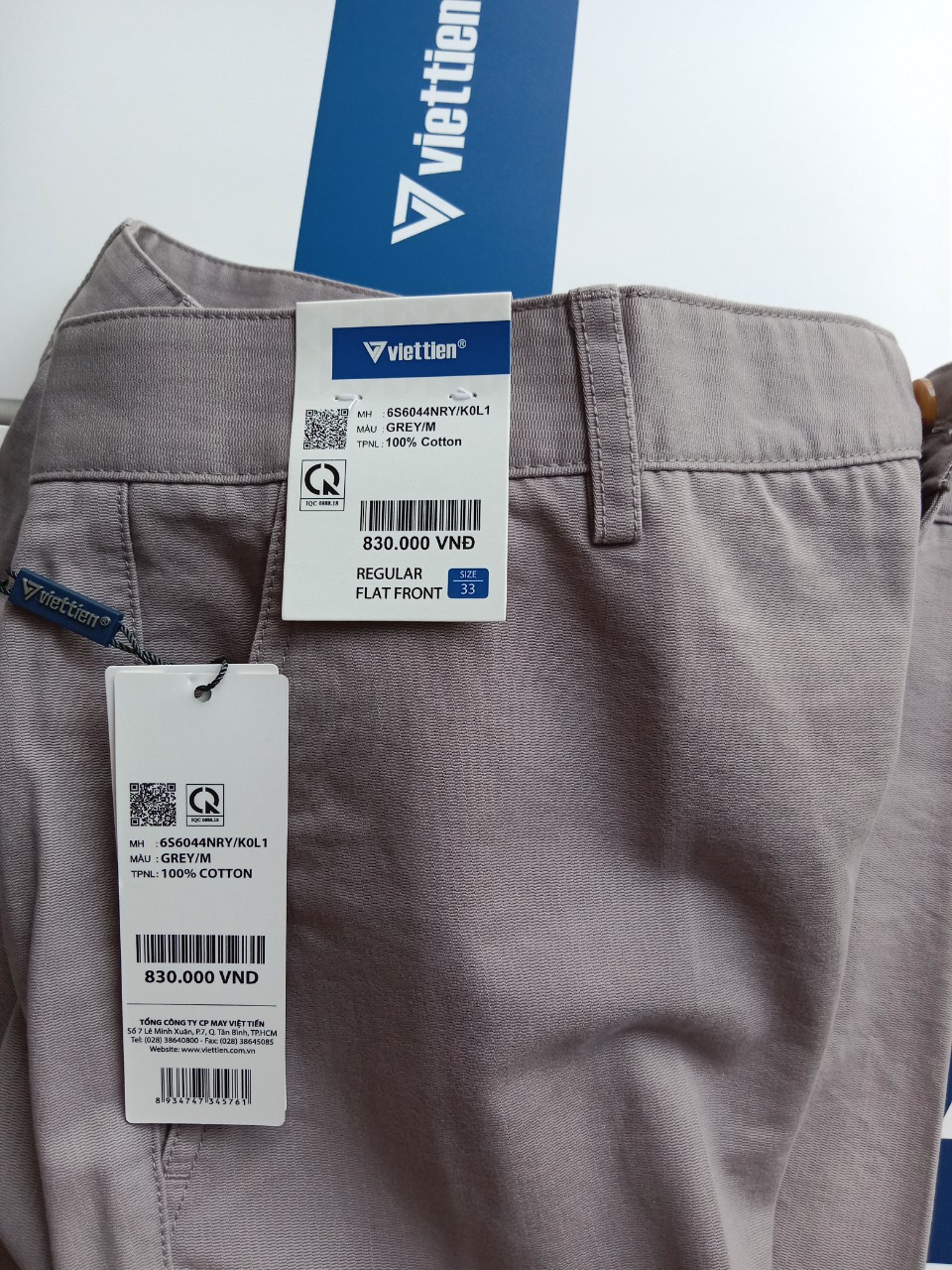 Quần Kaki nam Việt Tiến có ly (6S6068)