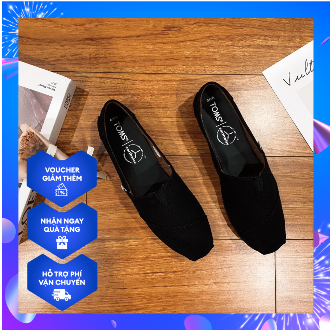 Giày toms nam đen , giày slip on nam , giày lười nam cá tính màu đen.