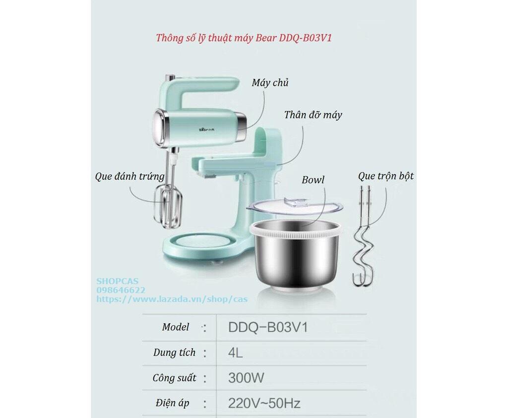 Máy đánh trứng, trộn bột, đánh kem 9 tốc độ Bear DDQ B03V1 (Bản nâng cấp của A40A1, đẹp hơn, hiệu quả hơn)
