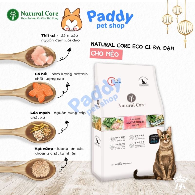 [800g] Hạt Đa Đạm Natural Core ECO C1 Cho Mèo Mọi Lứa Tuổi