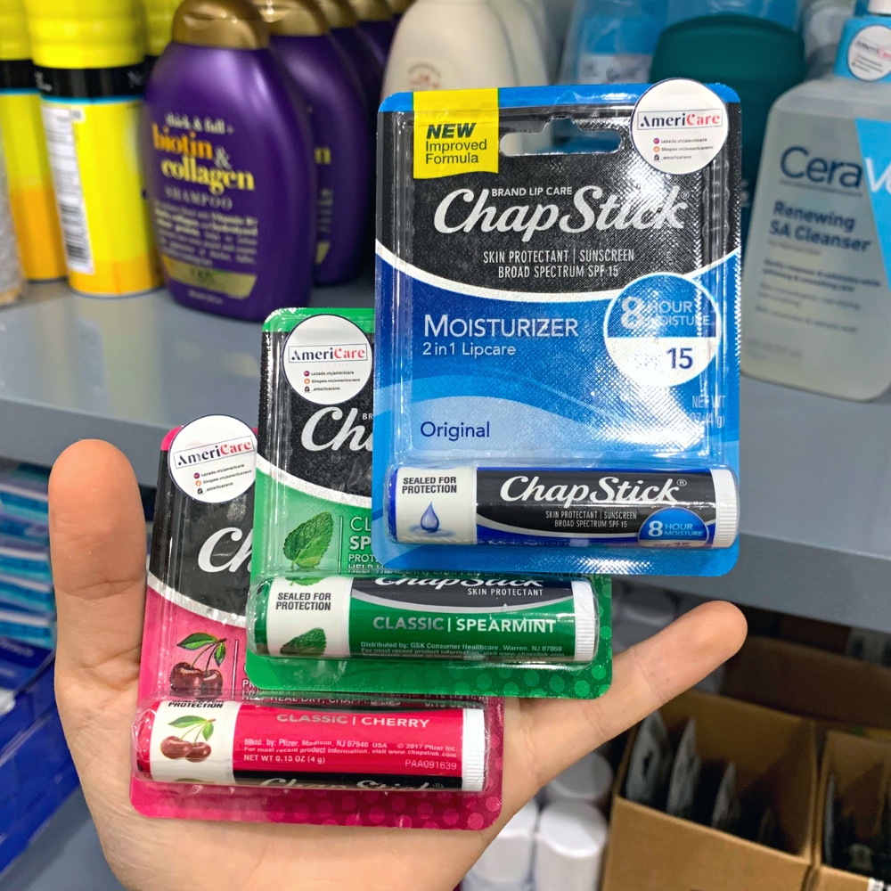 SON DƯỠNG MÔI CHAPSTICK Son Dưỡng Ẩm  SPF 15 (đủ mùi, son dưỡng môi không màu-Bill Mỹ)