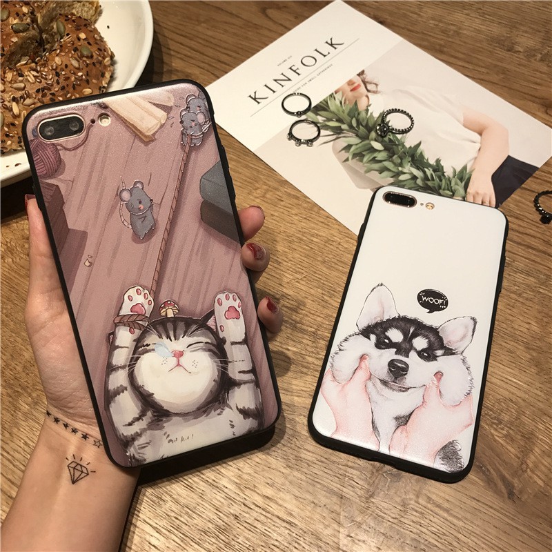 [ IPHONE ] Ốp Lưng Silicon Chó Mèo