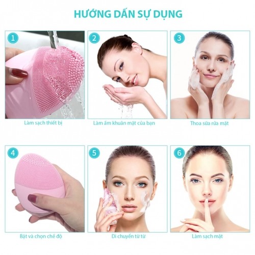 Máy rửa mặt Luna Mini 2 nhỏ gọn, massage mặt (Hồng)