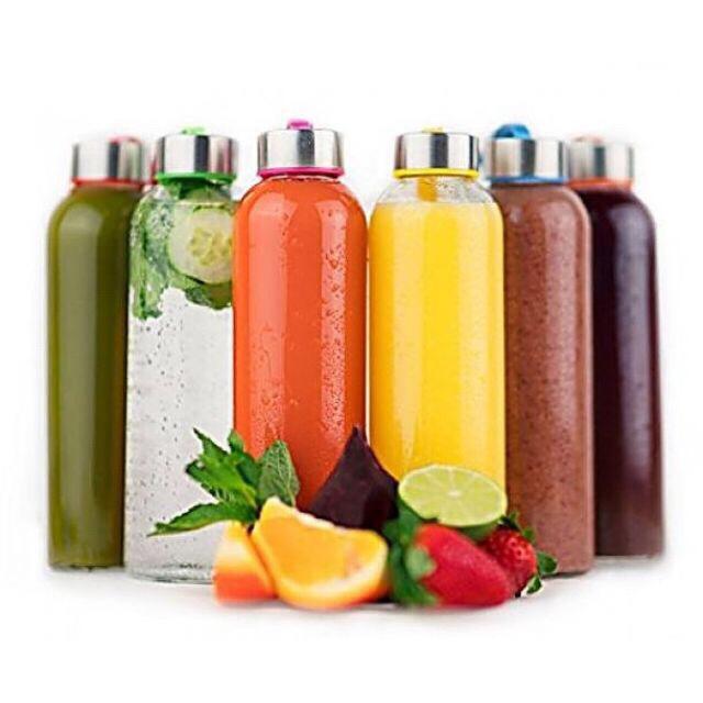Bộ 6 chai thủy tinh tròn 500ml nắp dây xách đựng đồ đa năng