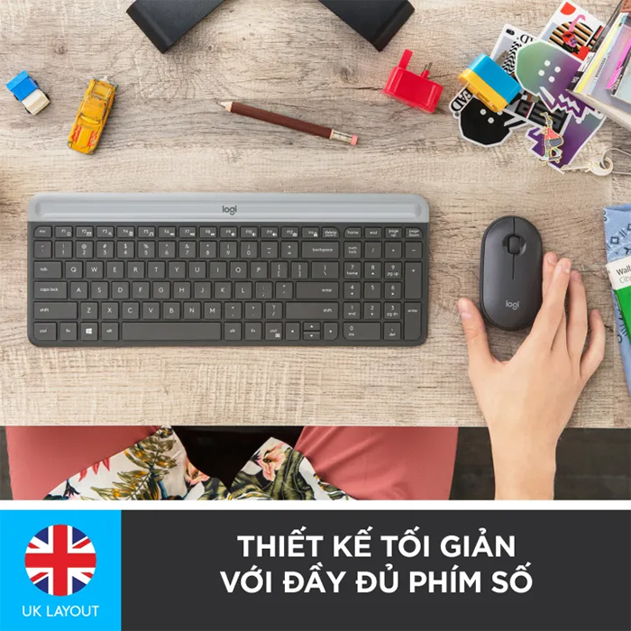 Combo chuột và bàn phím không dây Logitech MK470 slim, silent, wireless