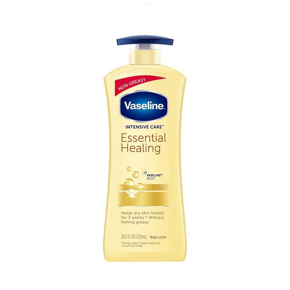 Dưỡng thể cấp ẩm phục hồi da khô Vaseline Intensive Care Essential Healing Body Lotion USA 725ml