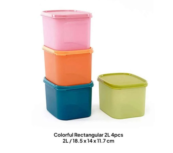 Bộ hộp bảo quản thực phẩm Colorful Rectangular (8 hộp) TUPPERWARE CHÍNH HÃNG