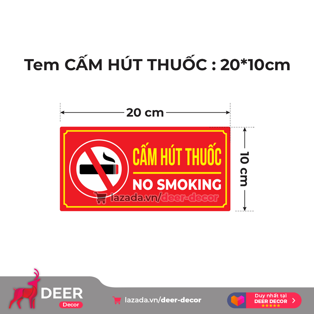 Tem Decal Biển Báo Cấm Hút Thuốc - DEER DECOR