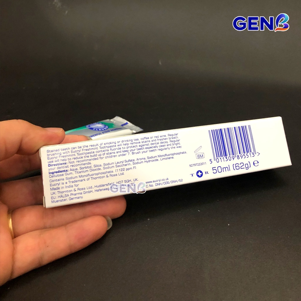 Kem Đánh Trắng Răng Eucryl + Bột Tẩy Trắng Răng Eucryl - Kem Đánh Răng Bạc Hà Thơm Miệng EUCRYL 50ml CHÍNH HÃNG Cho Răng Trắng Sáng, Hơi Thở Thơm Mát Hương Bạc Hà JAPARI
