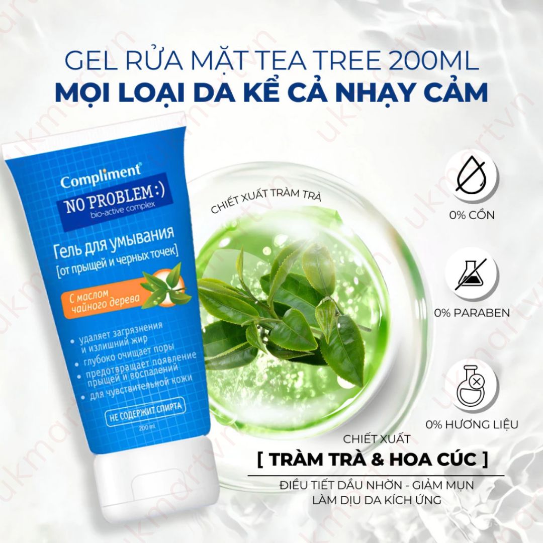 Gel rửa mặt BHA Compliment No Problem làm sạch sâu, giảm viêm & mụn 200ml