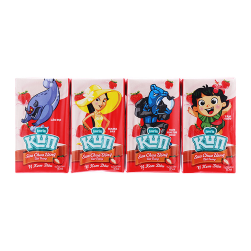 Sữa Chua Uống Kun vị Dâu 180ml (Lốc 4 Hộp)