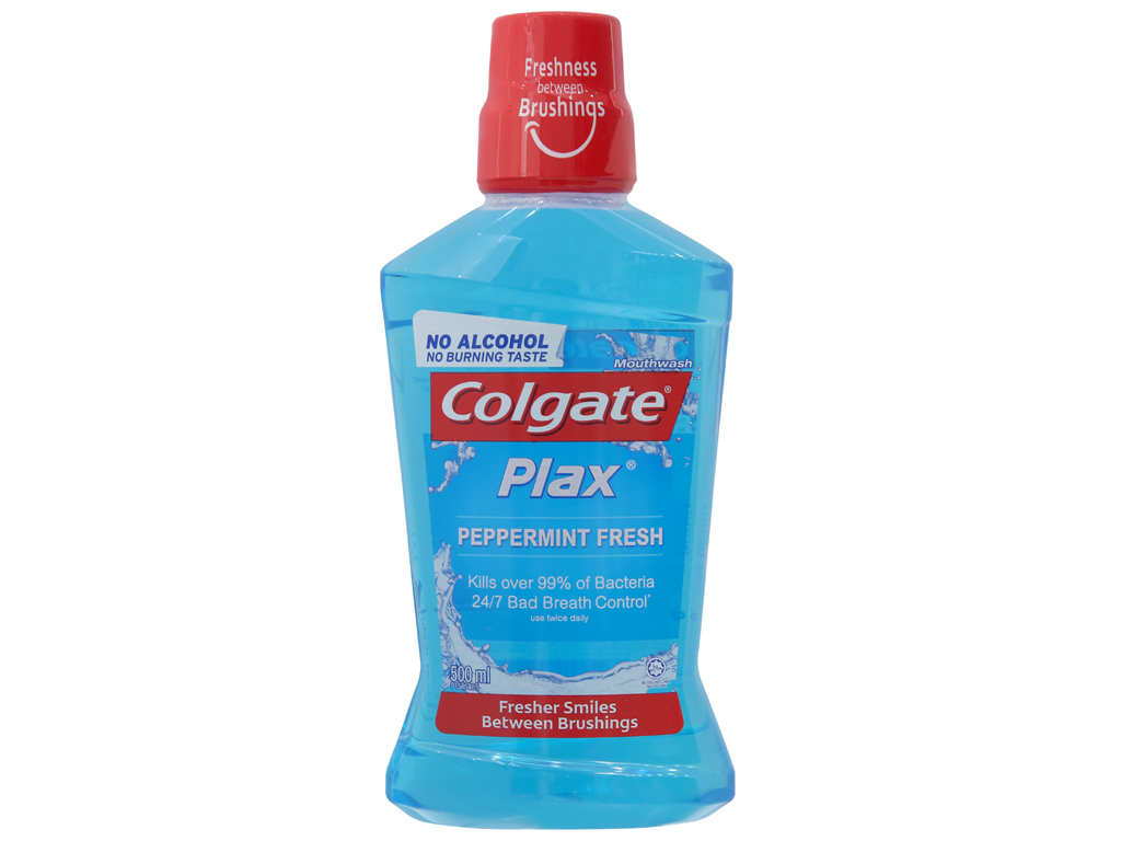 Combo 4 Nước xúc miệng Colgate Plax Bạc hà peppermint (Xanh dương) 500ml x 4