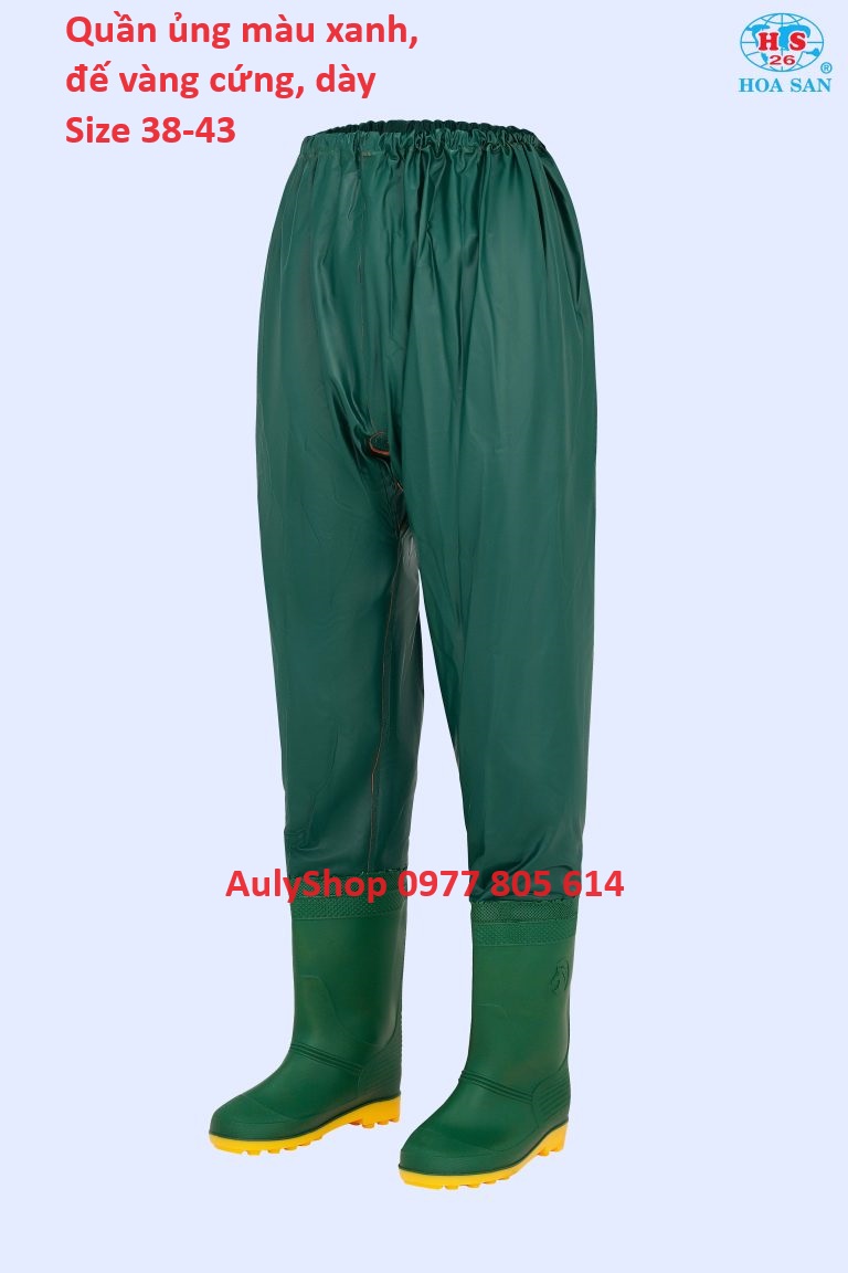 Ủng quần lội nước đế cứng Hoa San size 38-43, ủng đi mưa. quần ủng cao su lội nước, ủng bảo hộ lao động #021 QX