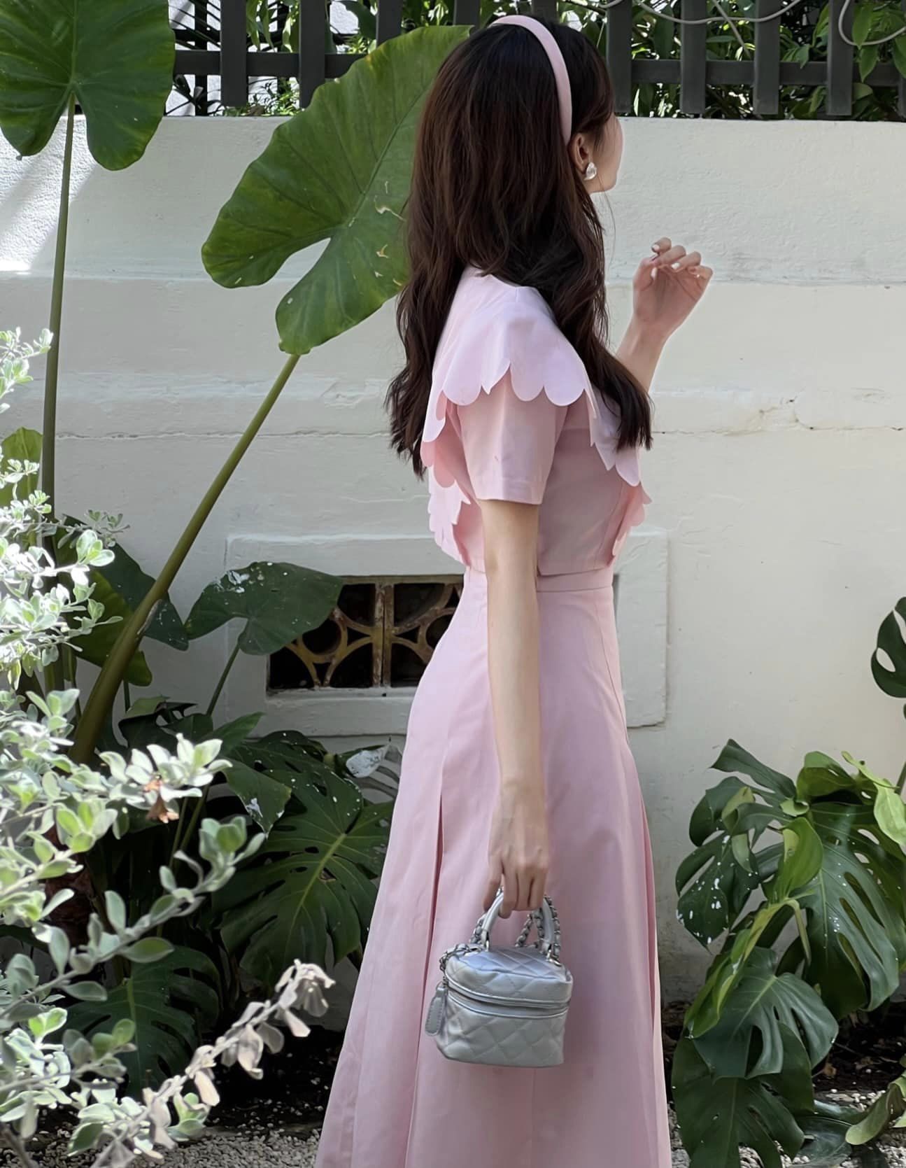 LILLIE | Set váy hồng dập li