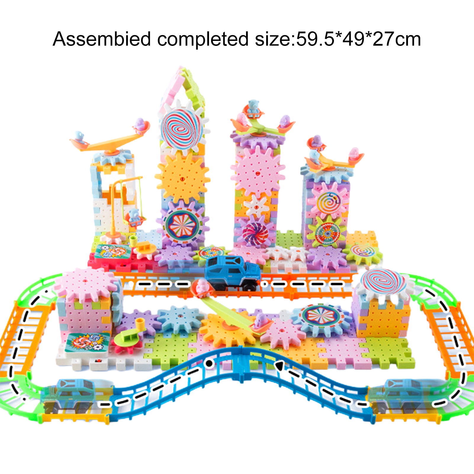 ASTELLA 1 Set Building Block Electronic Gears Hand-eye Coordination Improvement Variable Amusement Park Building Assembly Toy for Christmas Gift