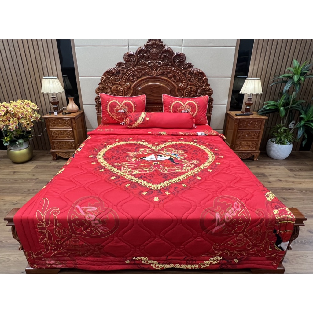 [ Drap Cưới ] Bộ ga gối thun ý mát lạnh 5D cao cấp