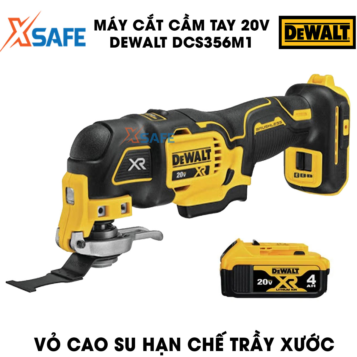 Portable cutting machine 20V DeWalt dcs356n-kr bundled set accessories cutting blade. Cutter DeWalt, equipped with LED lights work, material with non-slip rubber and quiet, three-speed, genuine warranty 3 years-product genuine xsafe