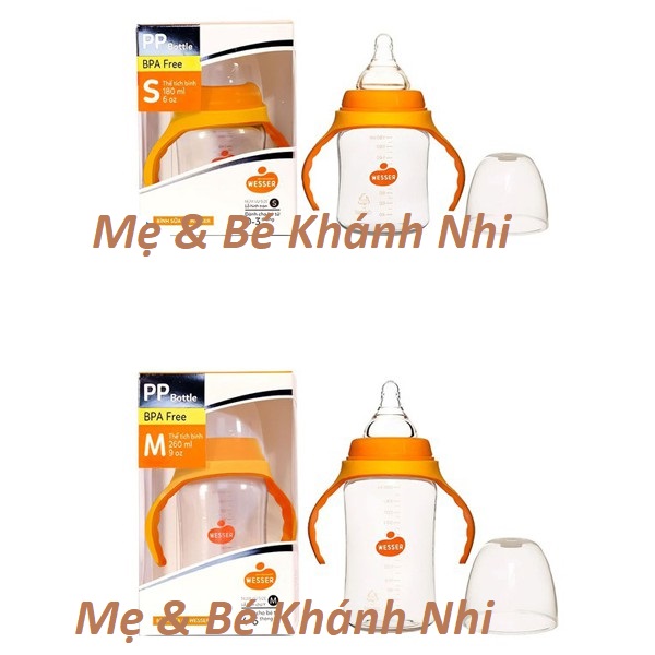 BÌNH SỮA CHO BÉ - BÌNH SỮA WESSER CỔ RỘNG 180ML