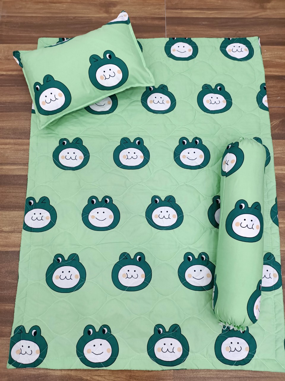 Bộ gối nệm cotton cho bé (1 nệm - 1 gối nằm -  1 gối ôm kèm ruột )
