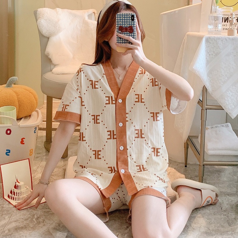 Đồ Bộ Đùi Cộc Tay Vải Gân Thun Siêu Dễ Thương