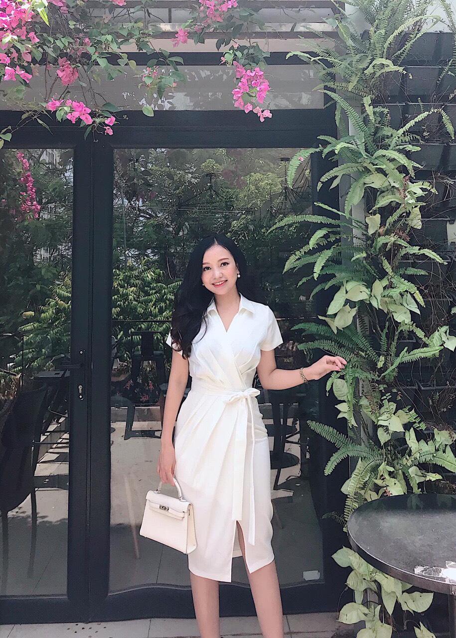 Đầm sơ mi nhún eo chất kate lụa freesize 2 màu trắng đen