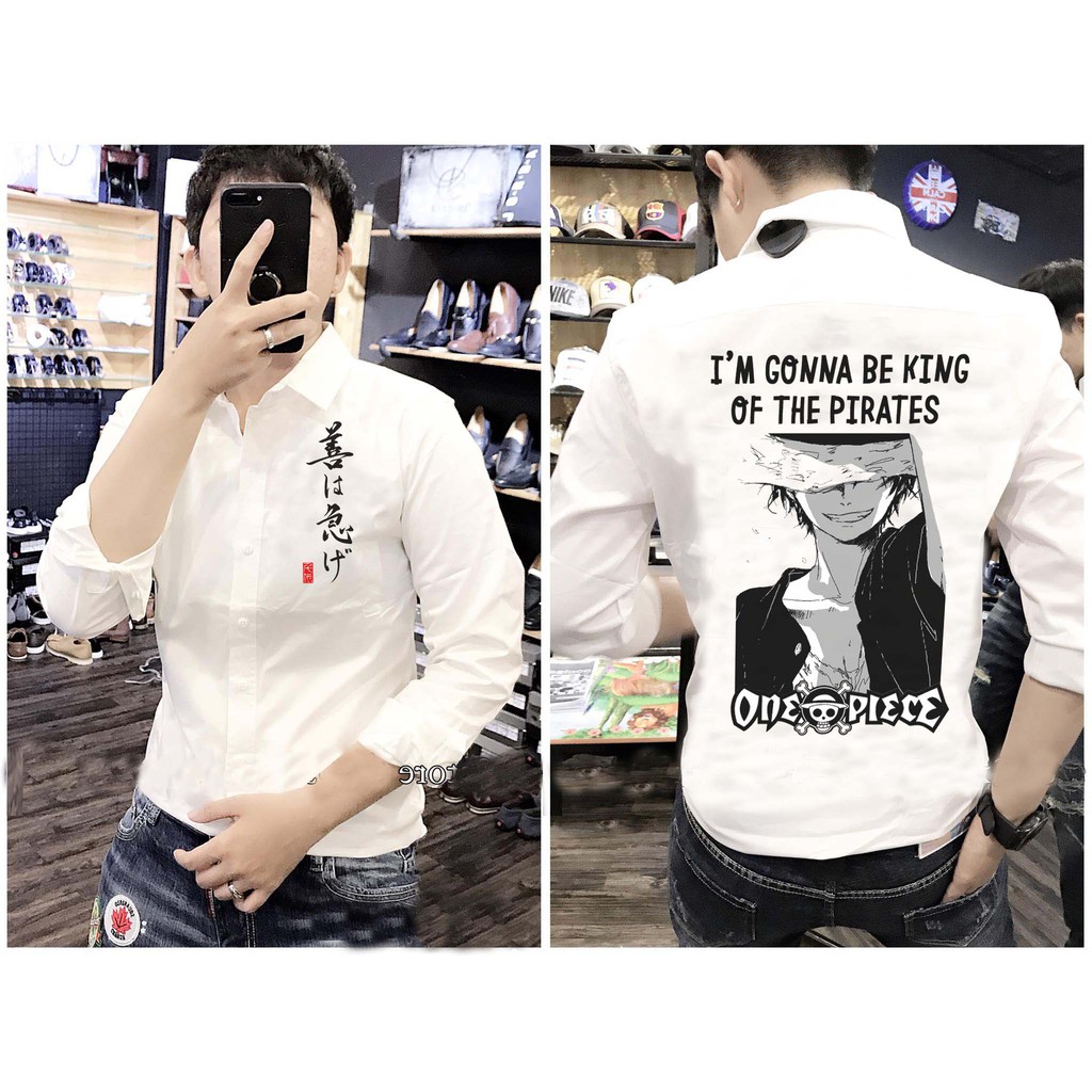 [HCM][HÀNG ĐỘC] Áo Sơ Mi Monkey Luffy One Piece Cao Cấp | Áo Đảo Hải Tặc (Ảnh thật)