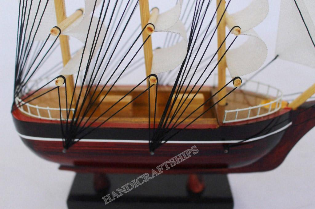 Combo 2 thuyền gỗ trang trí PHONG THỦY màu đen & trắng (Dài: 20cm)
