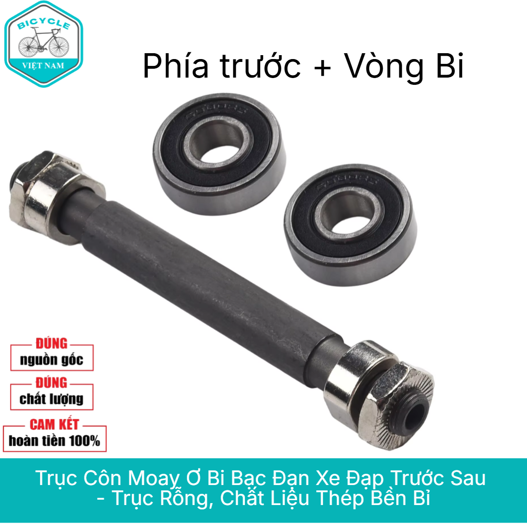 Bicycle Front and Rear Ball Bearing Tapered Shaft – Hollow Shaft, Durable Steel, Smooth Rotation