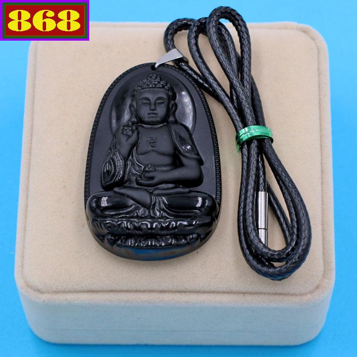 Vòng cổ phật a di đà thạch anh đen 6 cm detes7 kèm hộp nhung - hộ mệnh tuổi tuất và tuổi hợi