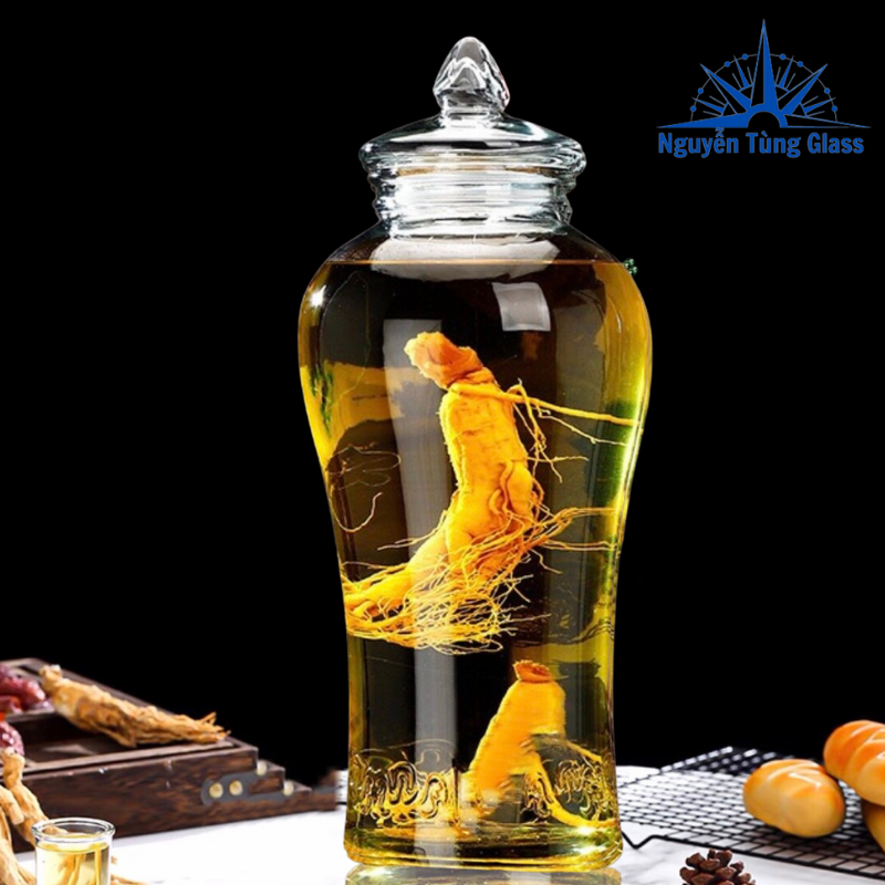 BÌNH NGÂM RƯƠU THUỶ TINH SÂM CHÂN MÂY 6 LÍT KHÔNG VAN