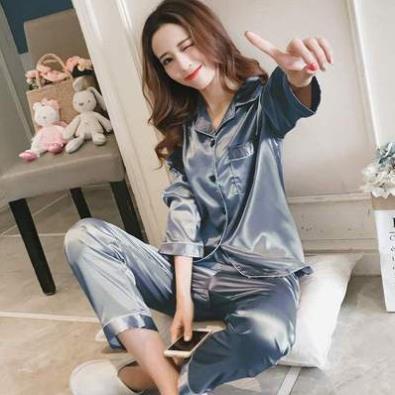 Bộ Lụa Lụa Dài Tay Cao Cấp Phong Cách Sang Chảnh