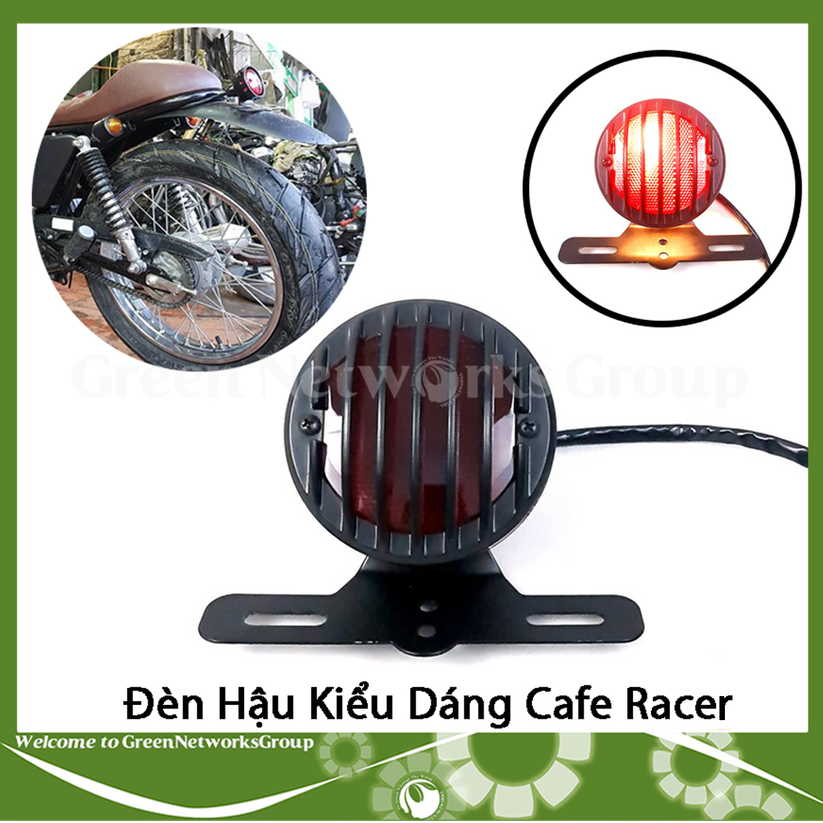 Đèn hậu kiểu Cafe Racer cao cấp kèm pat biển số cho dòng xe 67 Win Cub Greennetworks