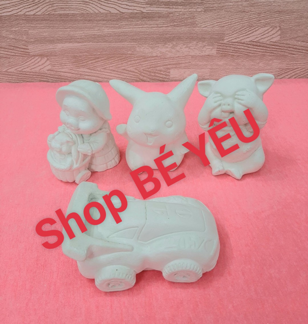 Bộ tượng tô màu thạch cao size lớn cho bé ( 4 tượng + 6x20ml màu+ 2 cọ+ 1 khay màu 6 lỗ)