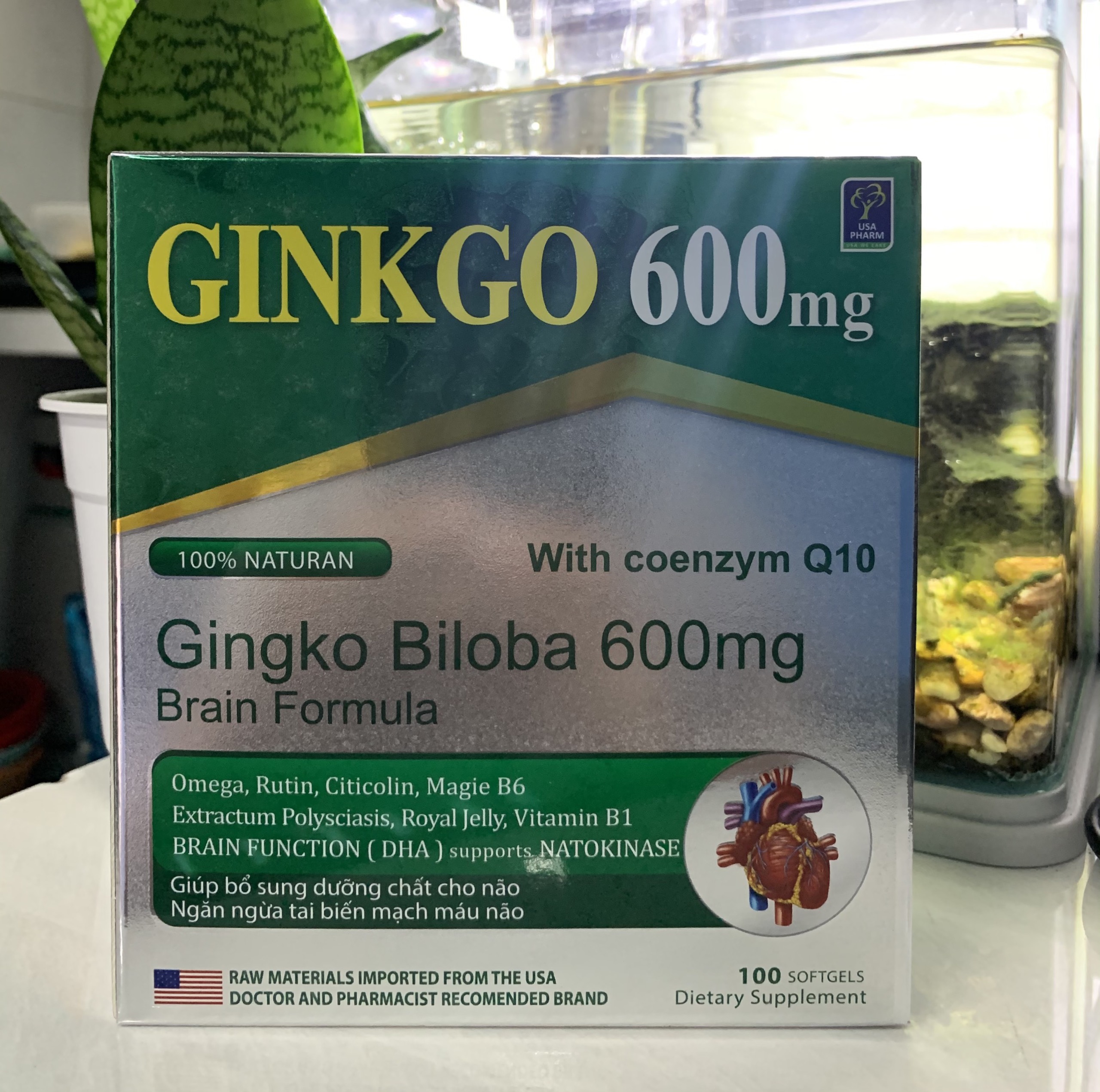 Ginkgo 600 giúp hoạt huyết dưỡng não bền thành mạch hộp 100 viên, sản phẩm có nguồn gốc xuất xứ rõ ràng, đảm bảo chất lượng