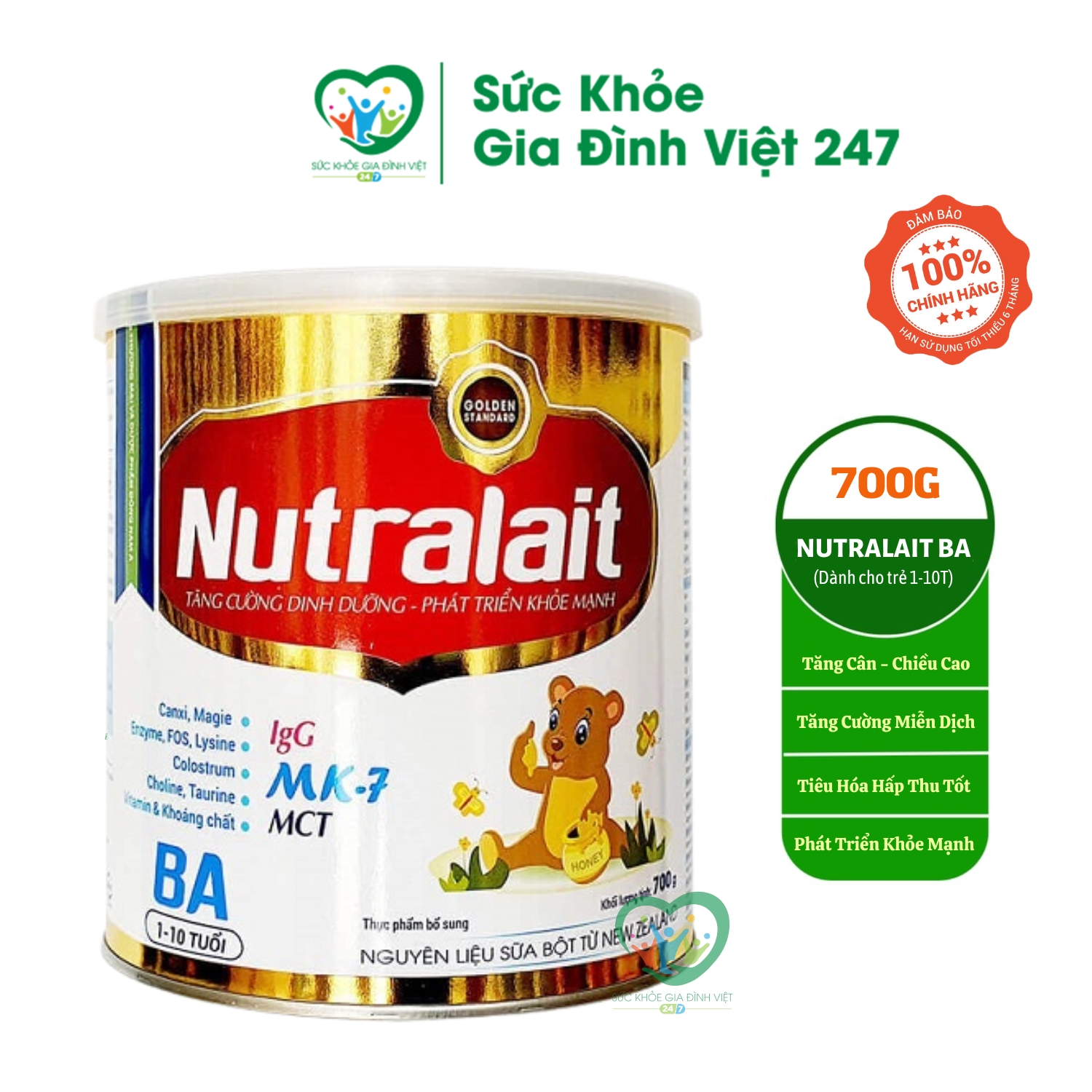 Sữa nutralait ba 700g - giúp phát triển chiều cao cân nặng hấp thu tốt ăn ngon miệng hơn suckhoegiadinhviet247