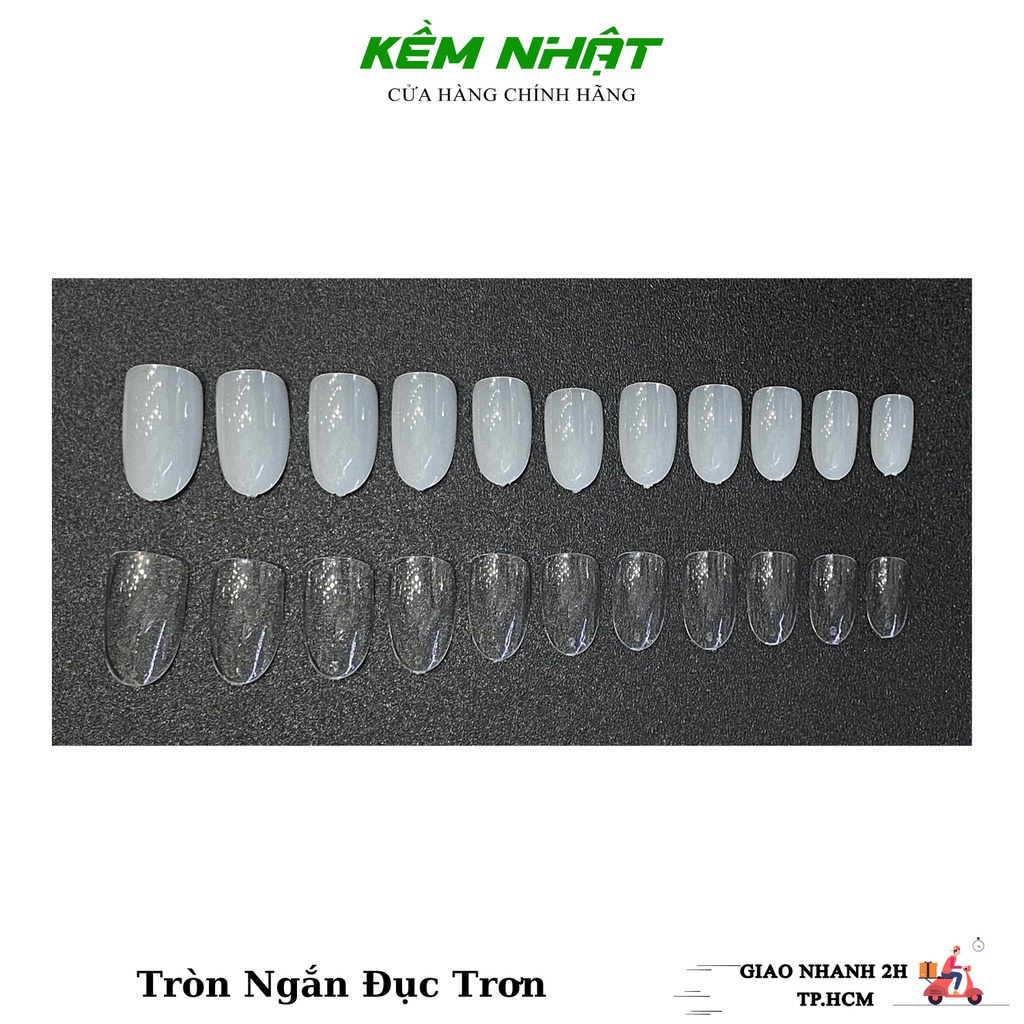 Móng úp jieliya tem xanh tròn ngắn hạt na form hàn