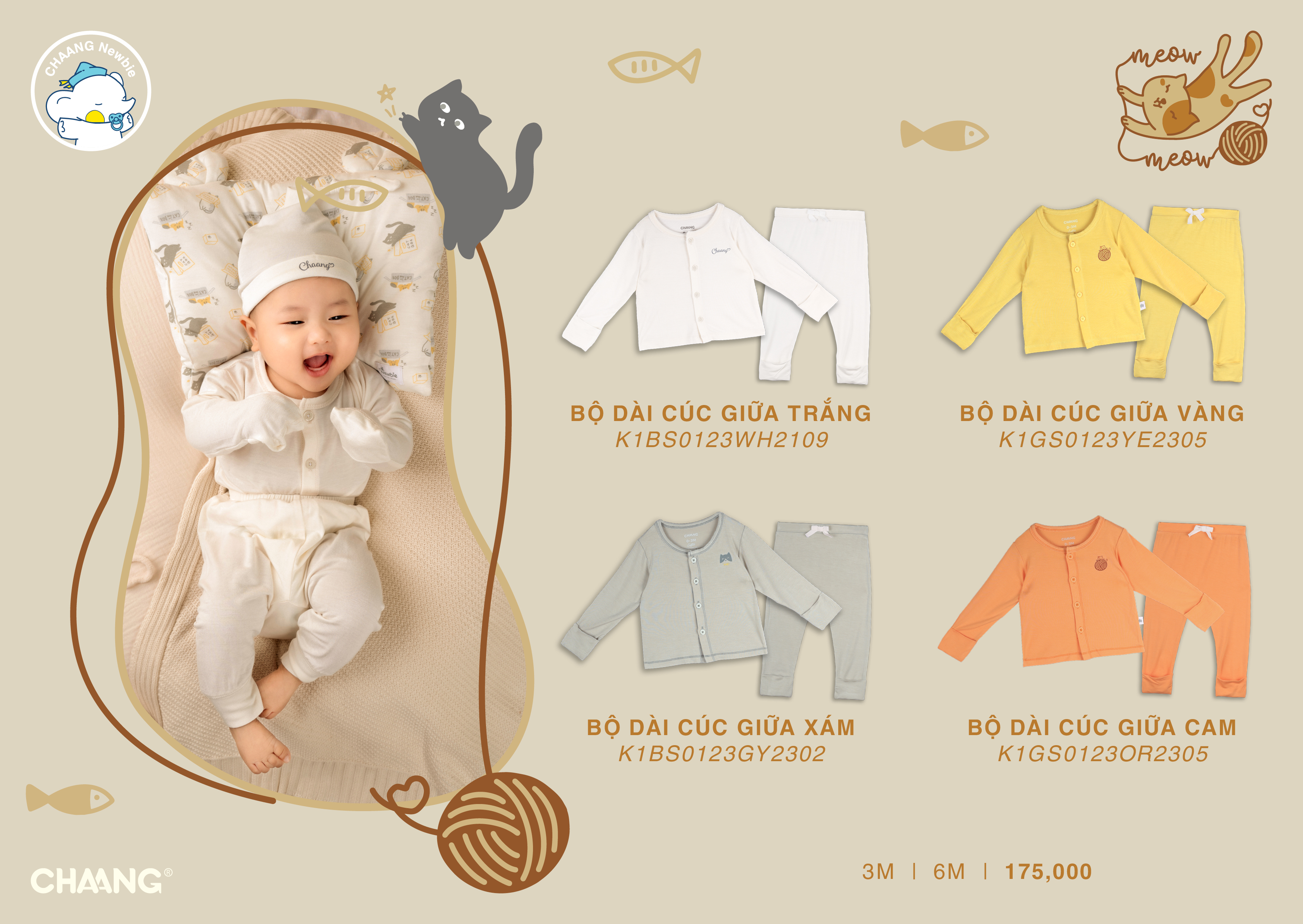 [CHAANG] Bộ dài cúc giữa Mèo Chaang
