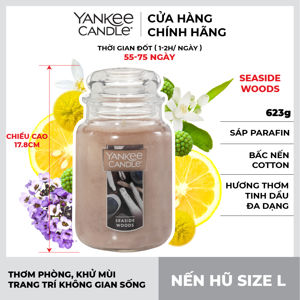 Nến hũ Yankee Candle size L - Seaside Woods