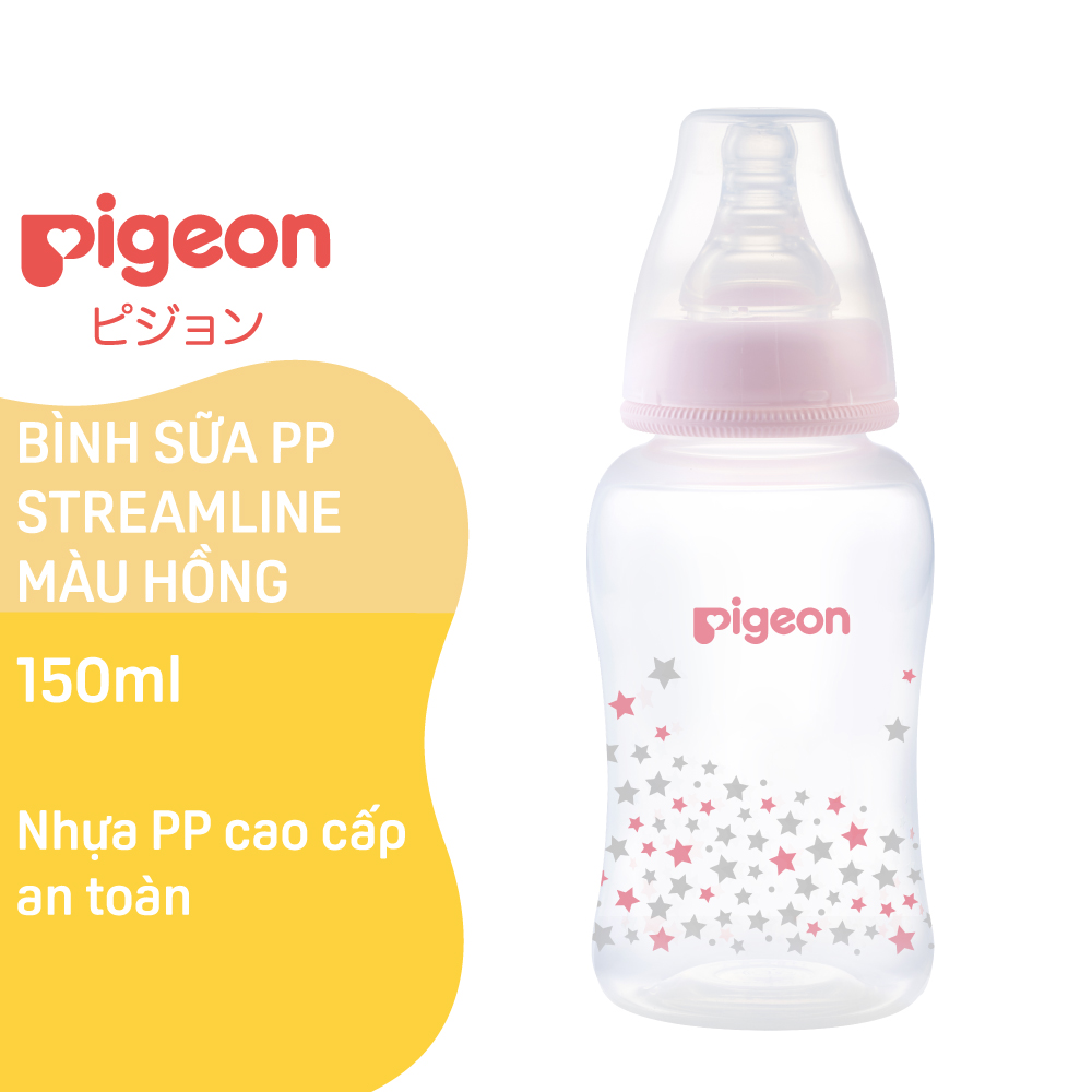 Bình sữa cổ hẹp PP Streamline 150ml Pigeon - Màu hồng (S)