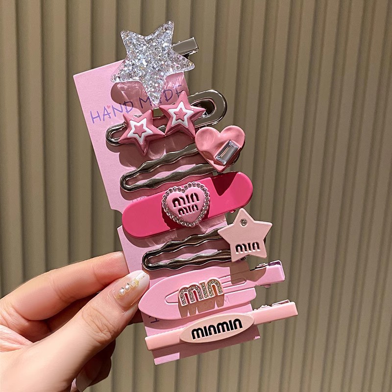 Set 7 kẹp tóc Miu hồng Trendy phong cách Hàn quốc