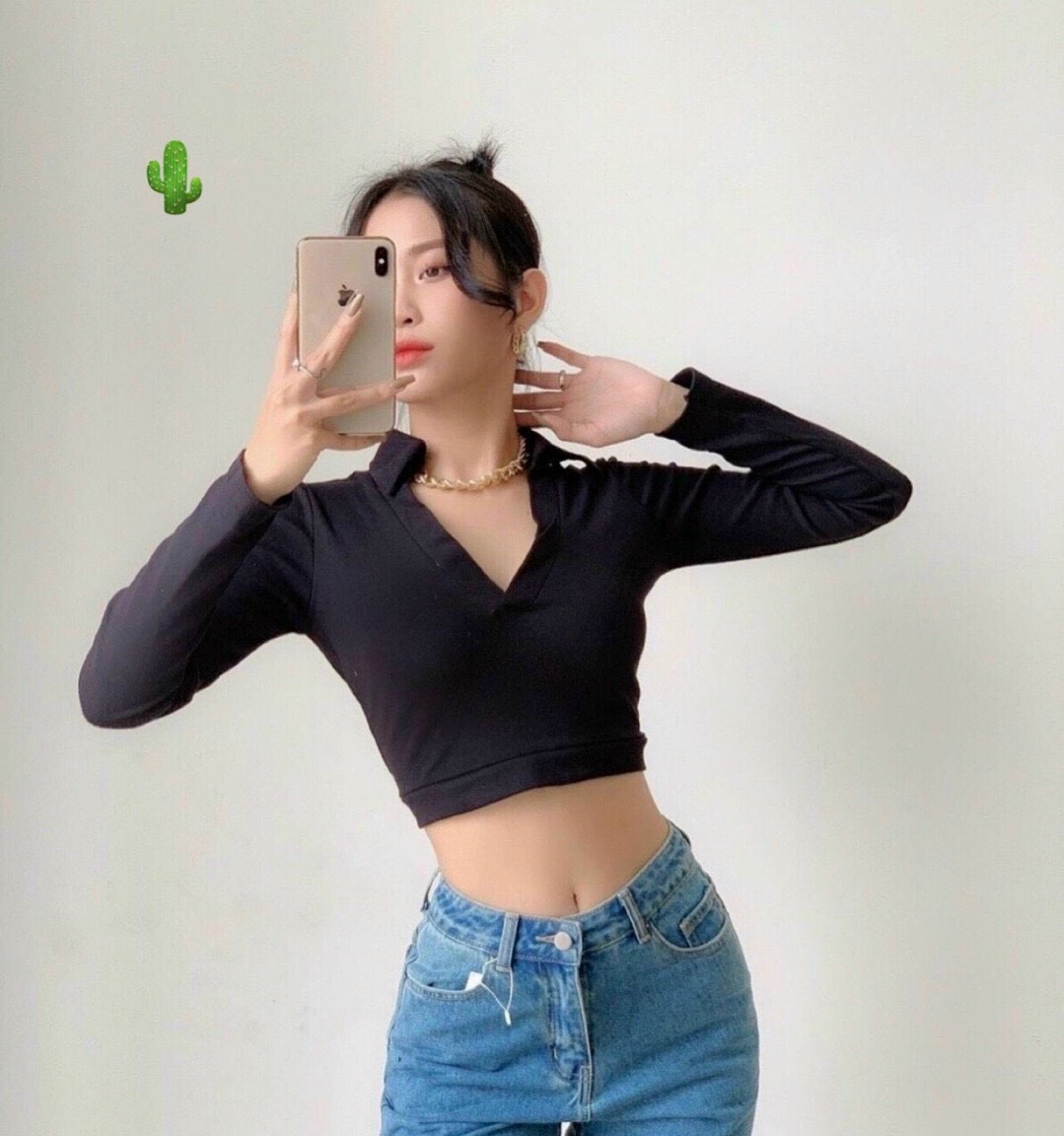 ÁO THUN TAY DÀI HỞ LƯNG CỘT DÂY CROPTOP LỬNG PC