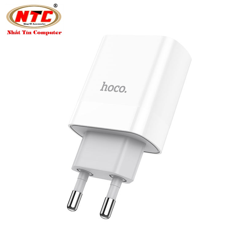 Cốc sạc 2 cổng Hoco C80A USB QC3.0 và Type-C PD18W (Trắng) - Hãng phân phối chính thức - Nhất Tín Computer