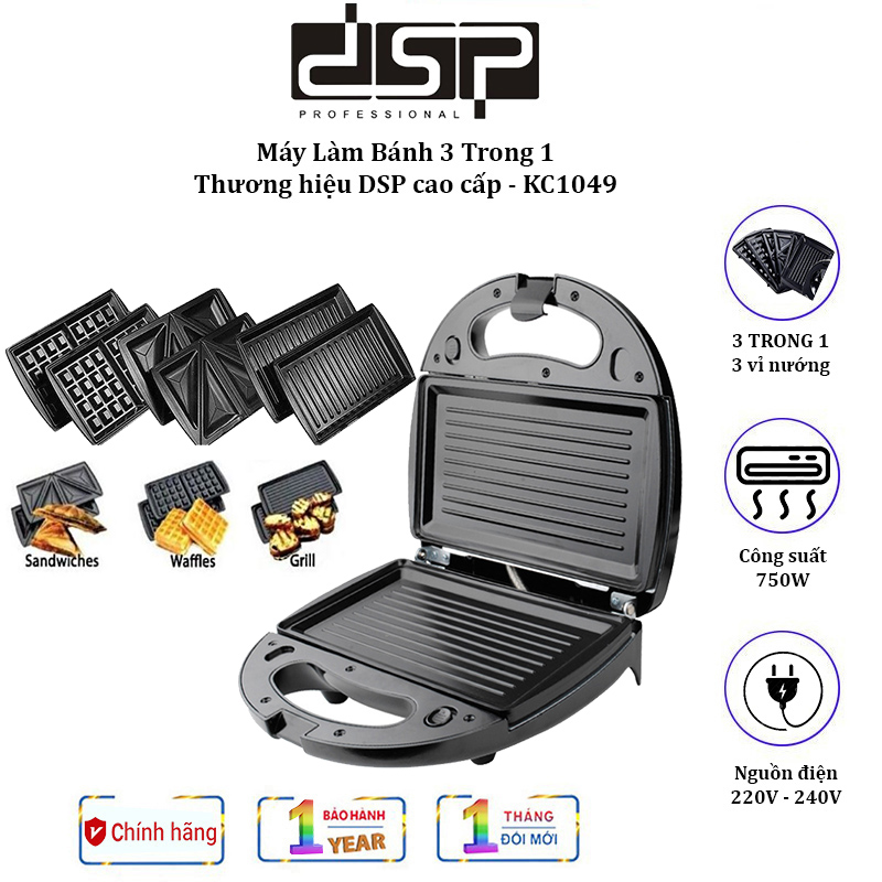 Máy làm bánh 3 trong 1 nhãn hiệu dsp kc1049 công suất: 750w