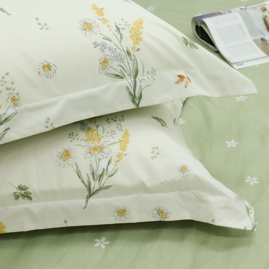 Bộ 5 món drap, áo gối kèm mền Stefani - ST200050 - Bộ chăn ga gối cotton 1m6x2m, 1m8x2m