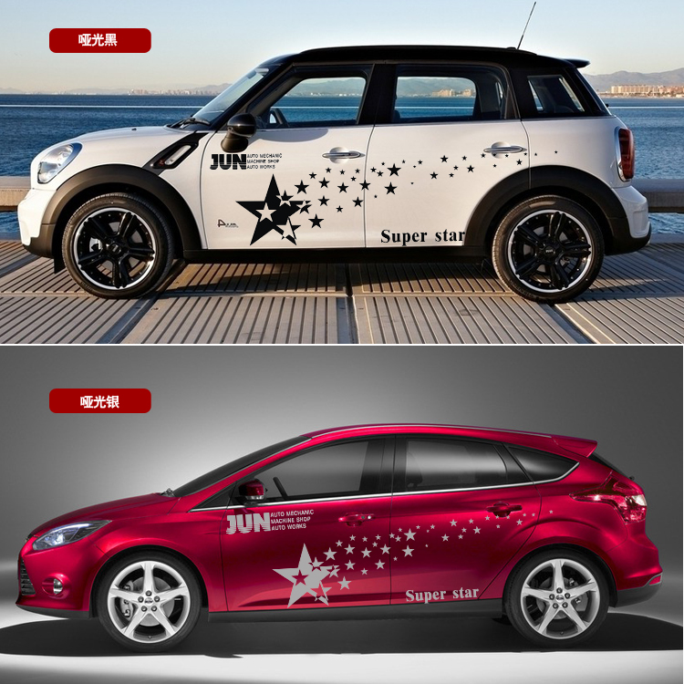 Tem decal ngôi sao dán sườn xe ô tô