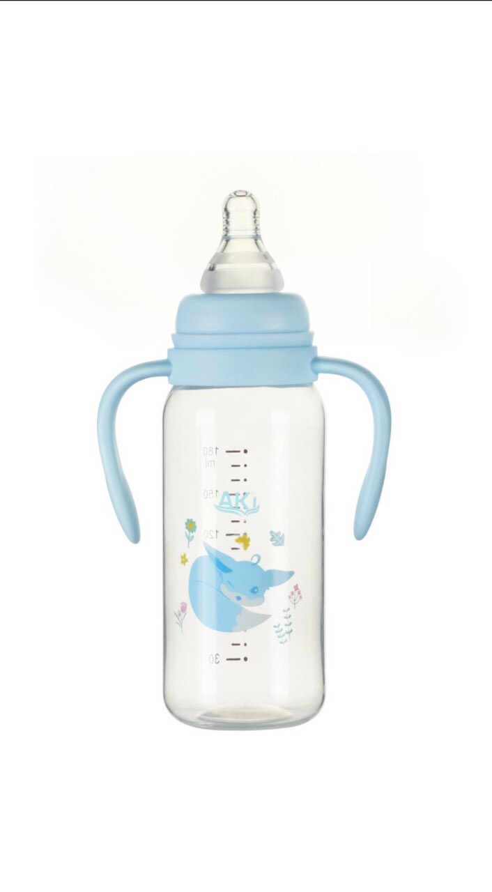 Bình Sữa Cổ Hẹp Aki nhựa PP 180ML - 240ML (Tặng 1 núm vú cổ hẹp)