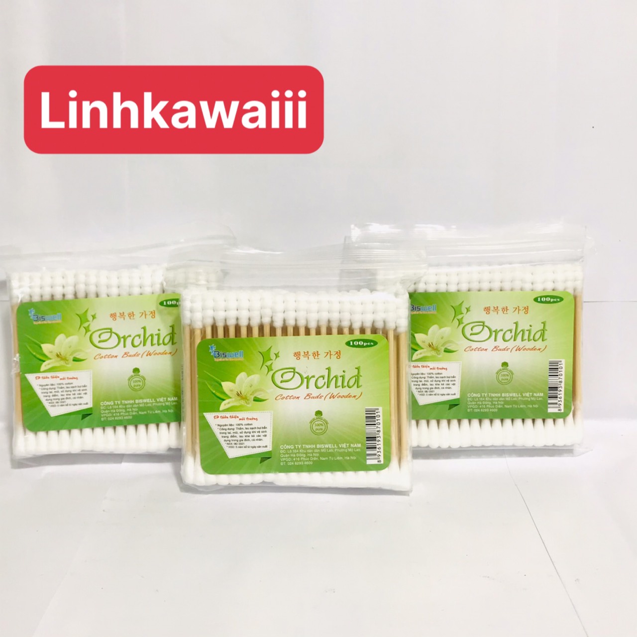 Tăm bông cán gỗ orchid xuất hàn 100 que