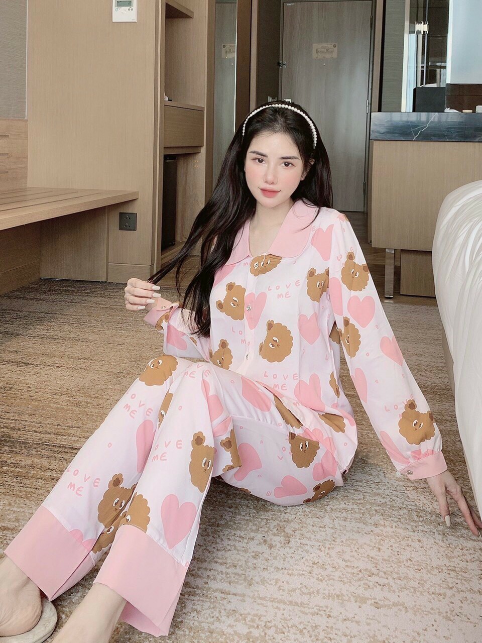 Bộ lụa Pijama lụa loại 1 chất mềm mịn, mát + Ảnh thật ,Bộ Lụa Mango Tay dài