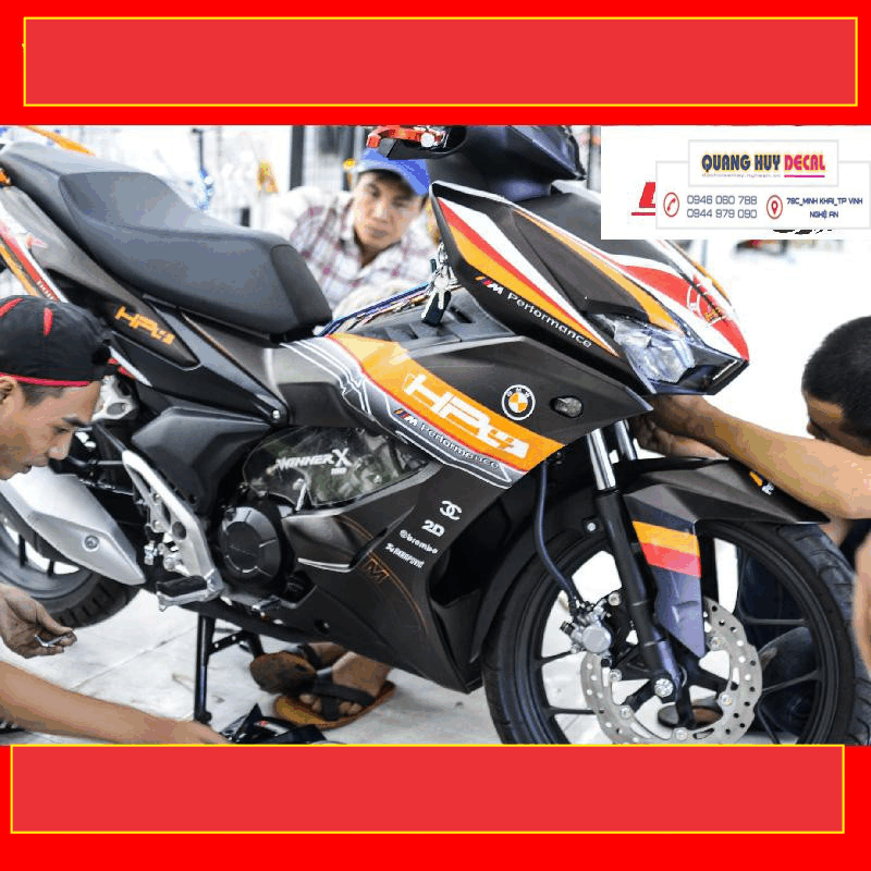 Tem trùm xe winner X  HP4 vàng đen chế đẹp- Tem dán xe máy winner X thiết kế theo yêu cầu - tem xe winner X HP4 vàng đen độ chế đẹp và rẻ chất