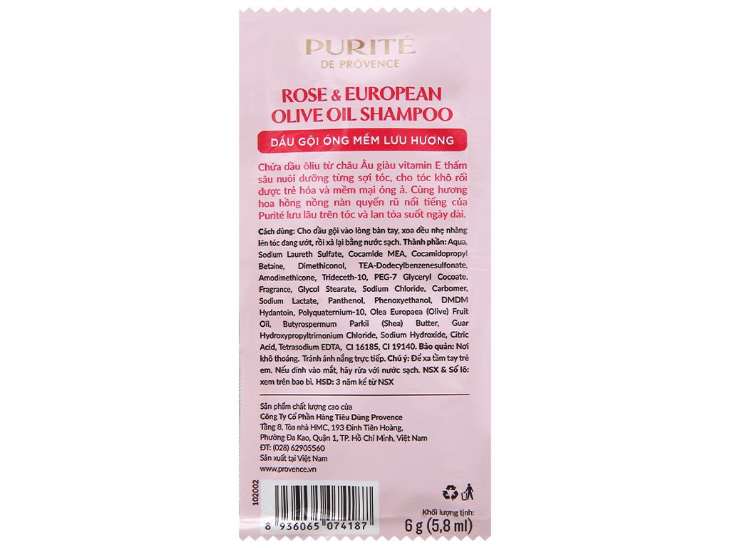 Dầu gội Purité hoa hồng & Olive 5.8ml